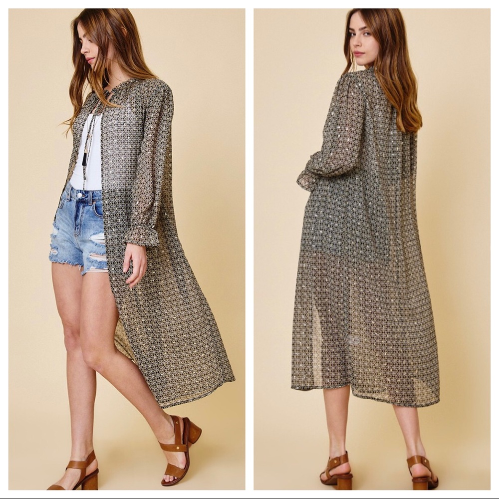 #49 Boho Ethnic print gorgeous long cardigan - Picture 2 of 5